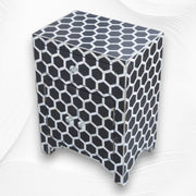 Black Mother Of Pearl Inlay Nightstand Honeycomb