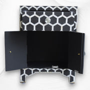 Black Mother Of Pearl Inlay Nightstand Honeycomb