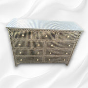 Black Bone Inlay 9 Drawer Checks Design Chest 4