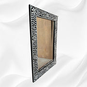 Black Bone Inlay Floral Rectangle Mirror 2