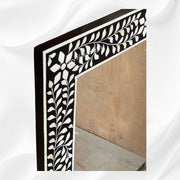 Black Bone Inlay Floral Rectangle Mirror 3