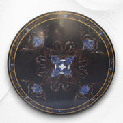 Black Granite Dining Table 6 Seater Top Gemstones Inlay 1