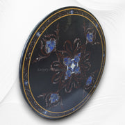 Black Granite Dining Table 6 Seater Top Gemstones Inlay 2