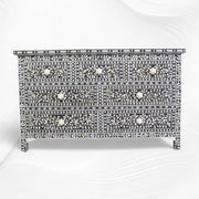 Black Mother Of Pearl Inlay Chest Of 7 Drawers Large