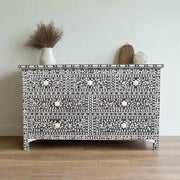 Black Mother Of Pearl Inlay Chest Of 7 Drawers Large