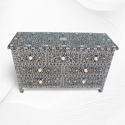 Black Mother Of Pearl Inlay Chest Of 7 Drawers Large