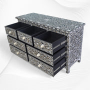 Black Mother Of Pearl Inlay Chest Of 7 Drawers Large