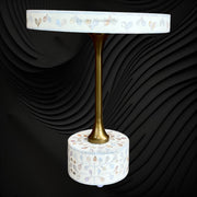 Blooming Flowers MOP Inlay Round Accent Table Beige 3