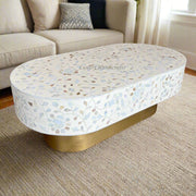 Blooming Flowers MOP Inlay Coffee Table Beige