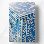 Blue Mother Of Pearl Inlay 3 Drawer Chest Floral 3