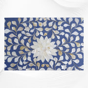 Blue Mother Of Pearl Inlay Floral 3 Drawer Console Table 3