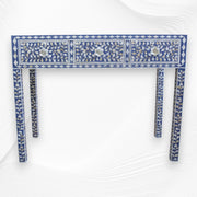 Blue Mother Of Pearl Inlay Floral 3 Drawer Console Table 4