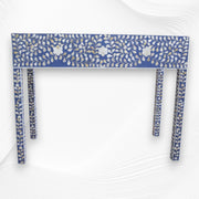 Blue Mother Of Pearl Inlay Floral 3 Drawer Console Table 5