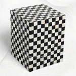 Black Checkerboard Inlay Bedside Table - Handcrafted Bone Inlay Nightstand