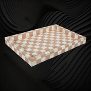 Bone Inlay Checkerboard Tray Almond 1