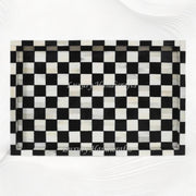 Bone Inlay Checkerboard Tray Black 2