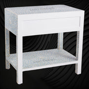 Elegant Turquoise Bone Inlay Side Table for Home Interiors
