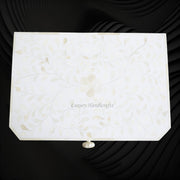 Handcrafted White Bone Inlay Bedside Cabinet with Drawers