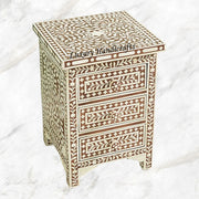 Bone Inlay Floral 3 Drawers Bedside Brown 3