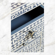 Bone Inlay Floral 3 Drawers Bedside Grey 3