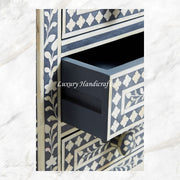 Bone Inlay Floral 3 Drawers Bedside Grey 4