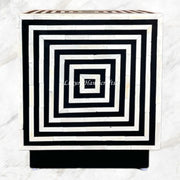 Bone Inlay Stripe Cube Side Table Black 6