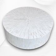 Bone Inlay Illusion Stripe Center Table White Brass 4