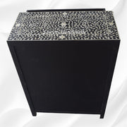 Bone Inlay 6 Drawer Chest Floral Design Black 5