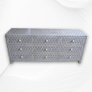 Bone Inlay 9 Drawer Chest Honeycomb Grey 2