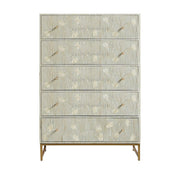 Ada Mother of Pearl Inlay 5 Drawer Dresser Grey