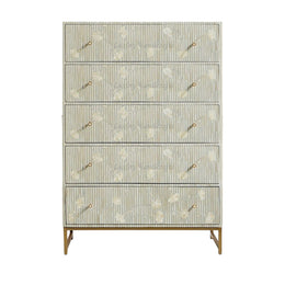Ada Mother of Pearl Inlay 5 Drawer Dresser Grey