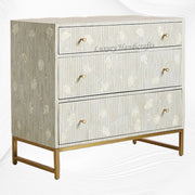 Bone Inlay Ada 3 Drawer Dresser Grey 2
