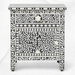Buy Bone Inlay Bedside Black