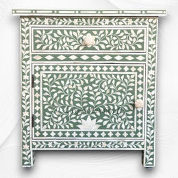 Buy Bone Inlay Bedside Table Sage Green