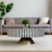 Bone Inlay Center Table Black Stripe Conical Base 1