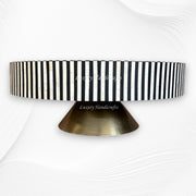 Bone Inlay Center Table Black Stripe Conical Base 4