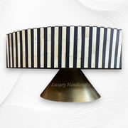Bone Inlay Center Table Black Stripe Conical Base 3