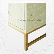 Dot Bone Inlay 3 Drawer Dresser Mint Green 4