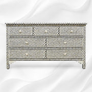 Bone Inlay Commode 7 Drawers Inverse Hexagon Black
