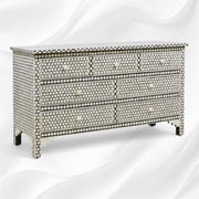 Bone Inlay Commode 7 Drawers Inverse Hexagon Black 2