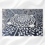 Bone Inlay Dining Table Flower Center Design Black 4