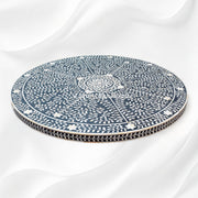 Bone Inlay Dining Table Flower Center Design Black 3