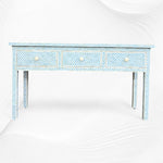 Ice Blue Bone Inlay Fishscale Console 3 Drawer 3