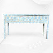 Ice Blue Bone Inlay Fishscale Console 3 Drawer 3