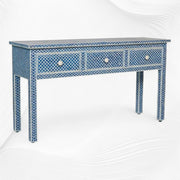 Blue Bone Inlay Fishscale Console 3 Drawer 1