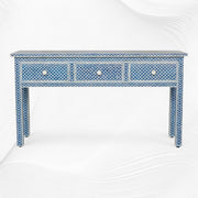 Blue Bone Inlay Fishscale Console 3 Drawer 3