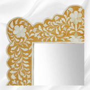Bone Inlay Floral Scalloped Mirror Yellow 1