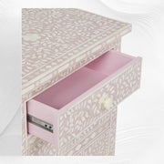 Bone Inlay Floral 3 Drawer Bedside Blush Pink 2