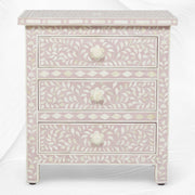 Bone Inlay Floral 3 Drawer Bedside Blush Pink 4