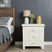 Buy Bone Inlay Bedside Table White
